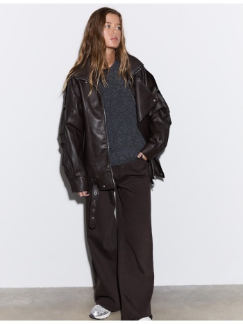 stradivarius πλεκτό πουλόβερ με στρογγυλή λαιμόκοψη 0-252 xl