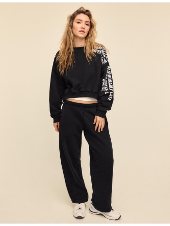 stradivarius φούτερ με απαλή υφή πετροπλυμένο ανθρακί xl σε προσφορά