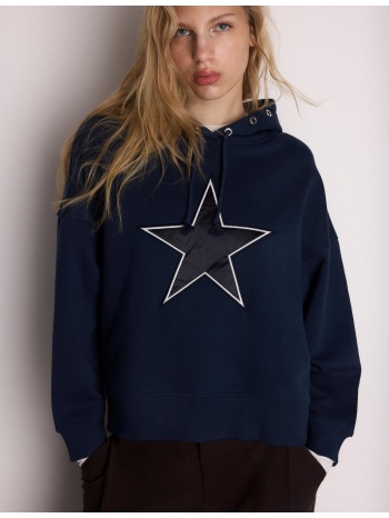 stradivarius φούτερ με κουκούλα και αστέρι navy blue s σε προσφορά