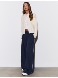 stradivarius παντελόνι jogger φαρδύ μπαντζάκι από φούτερ navy blue s