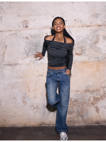 stradivarius τζιν baggy με τρουκ γαλάζιο 36