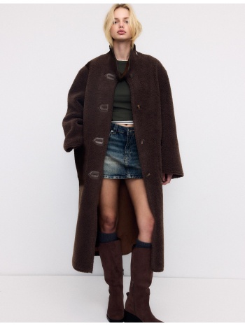 stradivarius μακρύ παλτό ντουμπλ φας αναστρέψιμο καφέ s