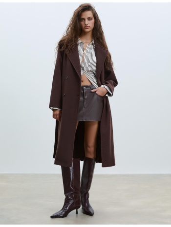 stradivarius παλτό trench με απαλή υφή καφέ xl