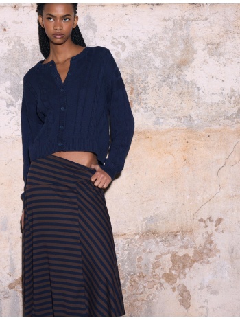 stradivarius πλεκτή ζακέτα με κουμπιά και πλέξη κοτσίδα