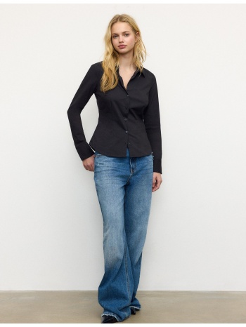 stradivarius βασικό εφαρμοστό πουκάμισο μαύρο l σε προσφορά