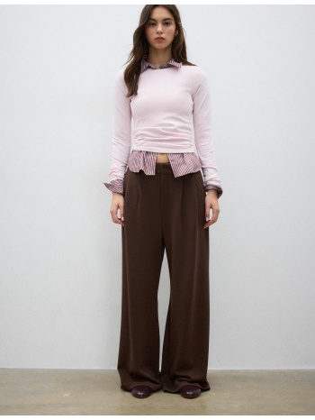 stradivarius βασικό μπλουζάκι με μακρύ μανίκι σομόν xl