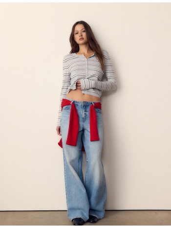 stradivarius πλεκτή ζακέτα γκρι μελανζέ xs