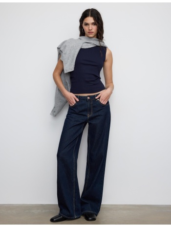 stradivarius αμάνικη μπλούζα basic navy blue s