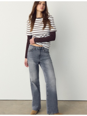 stradivarius μπλούζα basic regular fit heavy weight καφέ xs