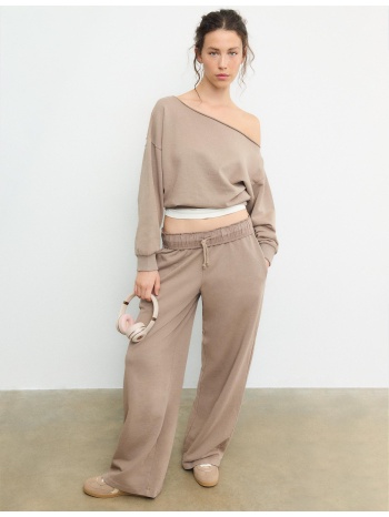 stradivarius κοντό φούτερ με εφέ ξεβάμματος m