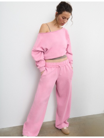 stradivarius ίσιο παντελόνι jogger με όψη ξεβαμμένου ροζ