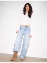 stradivarius μακρυμάνικη μπλούζα με ριμπ ύφανση εκρού s