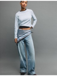 stradivarius μακρυμάνικη μπλούζα κανονικής γραμμής με απαλή υφή γκρι μελανζέ l