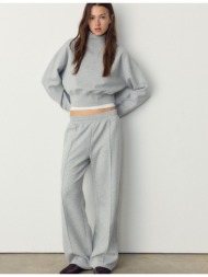 stradivarius φούτερ interlock με απαλή υφή γκρι μελανζέ s