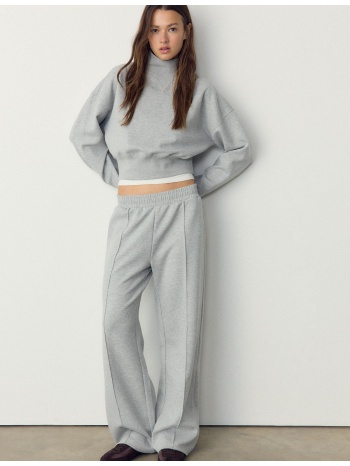 stradivarius φούτερ interlock με απαλή υφή γκρι μελανζέ s σε προσφορά