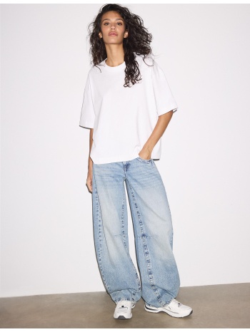 stradivarius κοντομάνικη μπλούζα oversize λευκό s