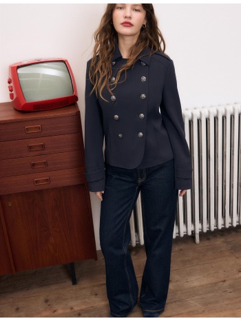 stradivarius σακάκι με ανάγλυφα κουμπιά navy blue xs