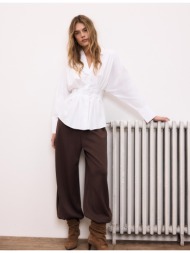 stradivarius παντελόνι jogger μπαλούν απαλό στην αφή καφέ xs