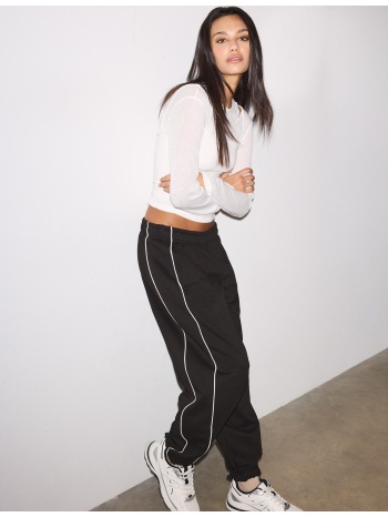 stradivarius παντελόνι jogger με ρέλι μαύρο m