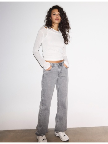 stradivarius τζιν παντελονι straight low waist μπλε overdye