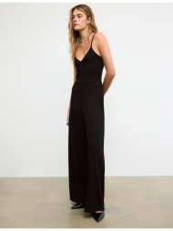 stradivarius μακριά ριχτή ολόσωμη φόρμα με τιράντες μαύρο m