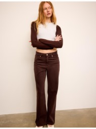 stradivarius d92 τζιν παντελόνι straight wide καφέ 40