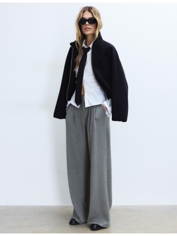 stradivarius παντελόνι βραδινό απαλής υφής ανθρακί 42