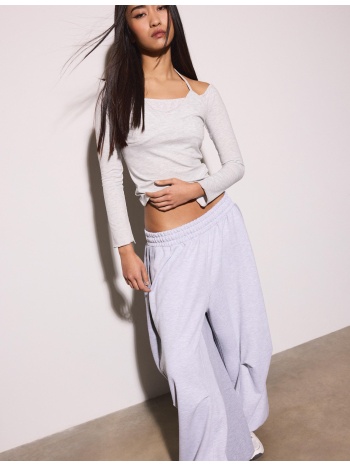 stradivarius μακρυμάνικη μπλούζα με λαιμόκοψη halter γκρι