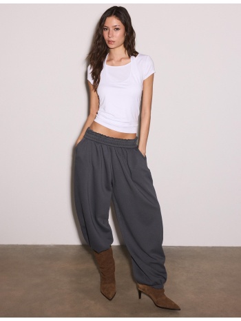 stradivarius κοντομάνικη μπλούζα διπλό layer λευκό xs