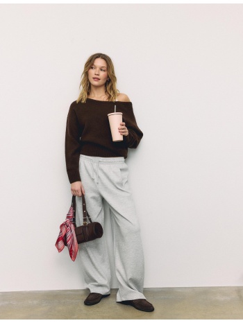 stradivarius πλεκτό πουλόβερ με λαιμόκοψη χαμόγελο και