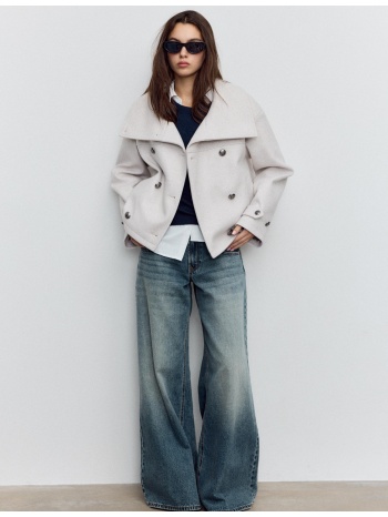 stradivarius σταυρωτό τζάκετ με ψηλό γιακά και απαλή υφή