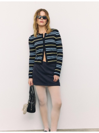 stradivarius πλεκτή ζακέτα navy blue xl