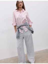 stradivarius βασικό ριγέ πουκάμισο με τσέπη από ποπλίνα παστέλ ροζ xs