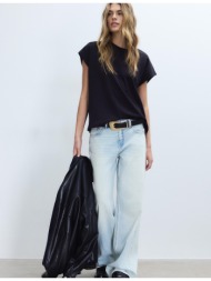 stradivarius b06 μπλούζα basic με χαλαρούς ώμους μαύρο s