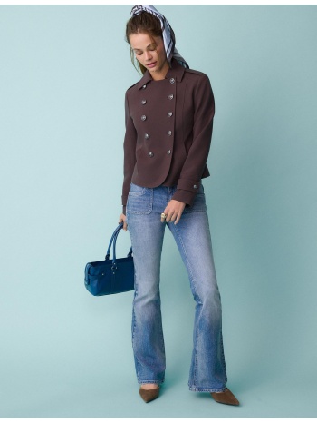 stradivarius σακάκι με ανάγλυφα κουμπιά καφέ m