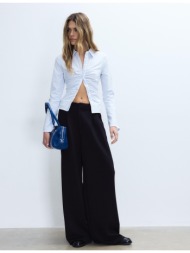 stradivarius πουκάμισο από bengaline με σούρες σιέλ xs