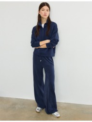 stradivarius φούτερ με φερμουάρ και απαλή υφή σκούρο μπλε xs