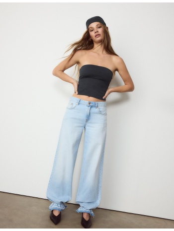 stradivarius μπλούζα bandeau από πολυαμίδιο μαύρο s