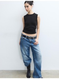 stradivarius αμάνικη μπλούζα basic μαύρο l