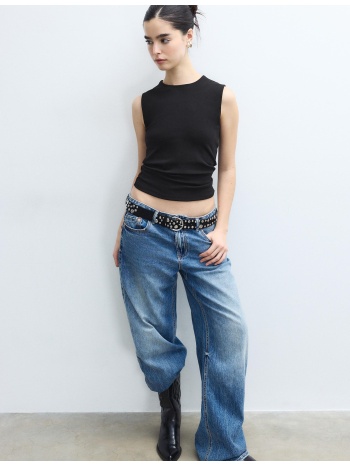 stradivarius αμάνικη μπλούζα basic μαύρο l