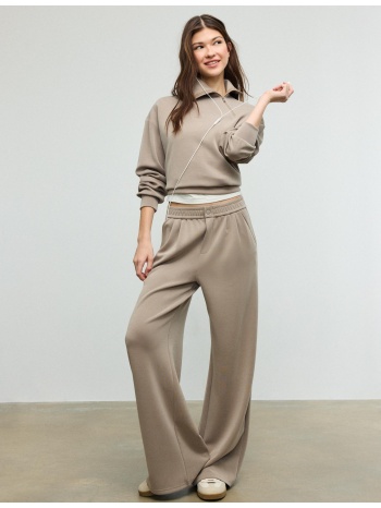 stradivarius παντελόνι με πιέτες, απαλή υφή xs