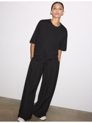 stradivarius κοντομάνικη μπλούζα oversize μαύρο s