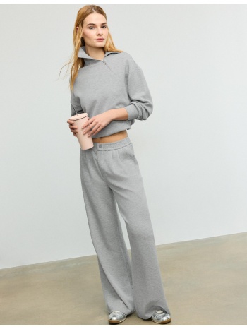 stradivarius φούτερ με πλαινό φερμουάρ απαλής υφής γκρι