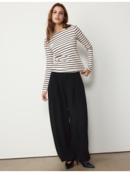 stradivarius βασικό ριγέ μακρυμάνικο μπλουζάκι εκρού xs