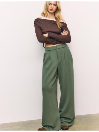 stradivarius παντελόνι βραδινό απαλής υφής χακί 40