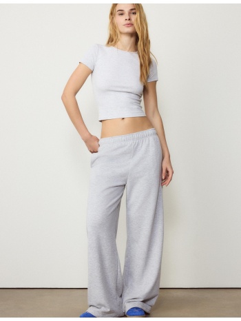 stradivarius βασική μπλούζα slim fit γκρι μελανζέ l