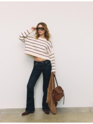 stradivarius ριγέ κοντό πλεκτό πουλόβερ βανίλια m