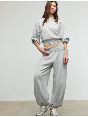 stradivarius φούτερ με απαλή υφή και μανίκια νυχτερίδα γκρι