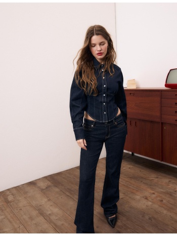 stradivarius τζιν πουκάμισο κορσές πολύ σκούρο