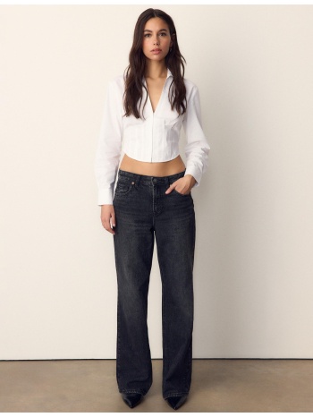 stradivarius πουκάμισο στιλ κορσέ από ποπλίνα λευκό s